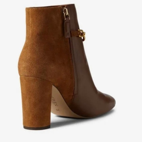 Nib Ralph Lauren Meredith Bootie Leather Booties in Deep Saddle Tan /Whiskey - Picture 4 of 14